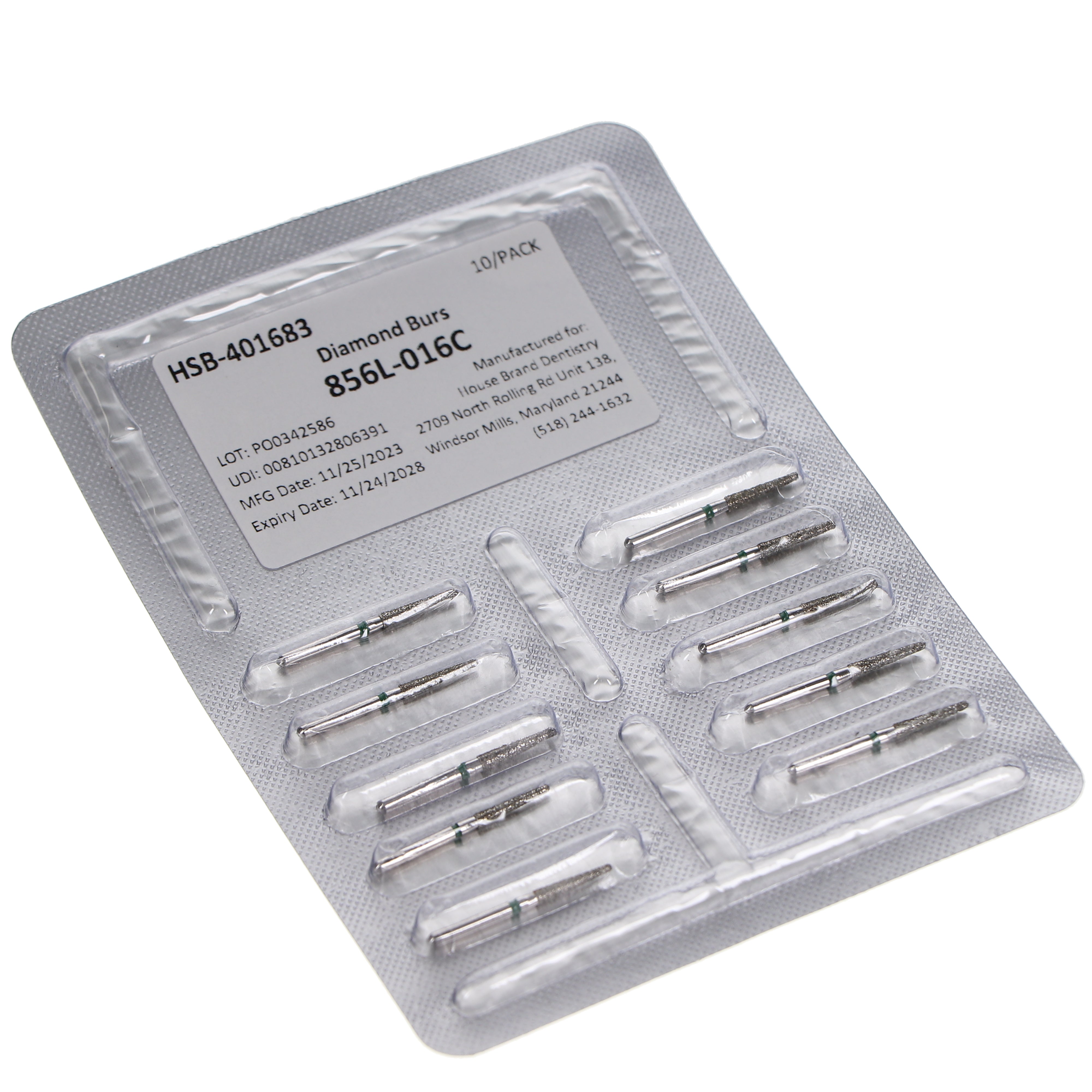 House Brand Dentistry 401683 HSB FG 856L-016M Long Round End Taper Medium Grit Diamond Burs 10/Pk House Brand Dentistry 401683 HSB FG 856L-016M Long Round End Taper Medium Grit Diamond Burs 10/Pk